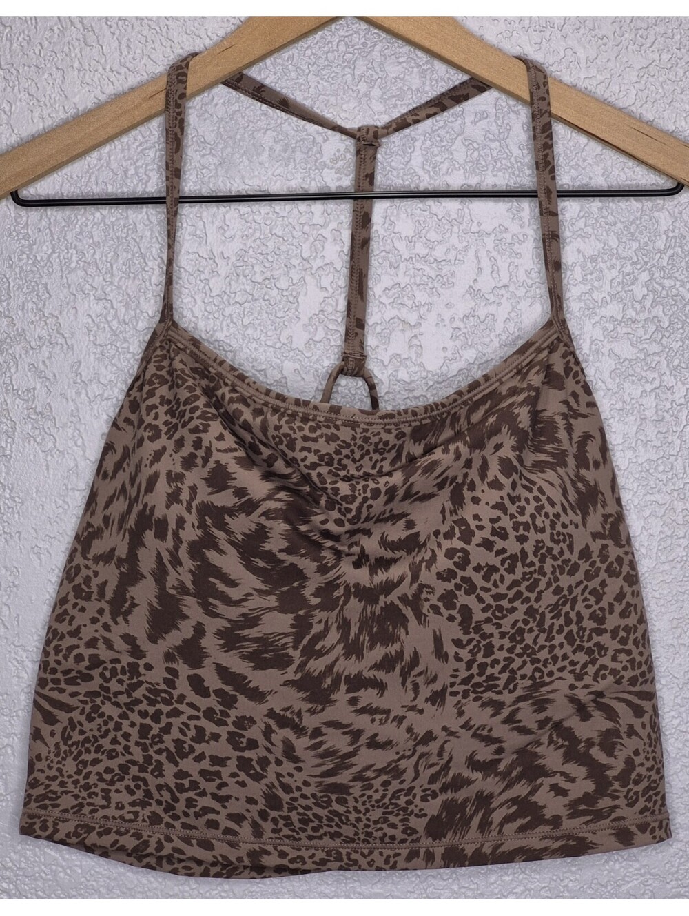 Glowmode Women's Soft Y Back Printed Longline Sports Bra Brown XLarge NWT